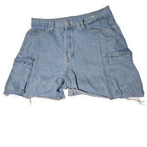 Shein Jean Shorts Womens Size 32 High Waist Light Wash Denim Cutoffs Summer